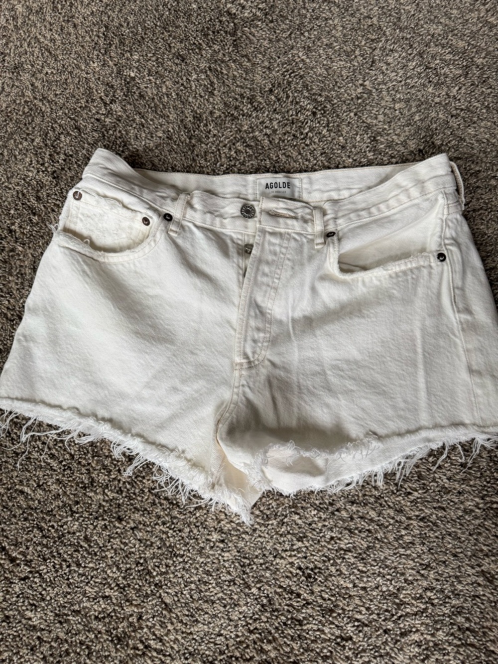 Agolde Women's White High-Rise Button-Fly Shorts